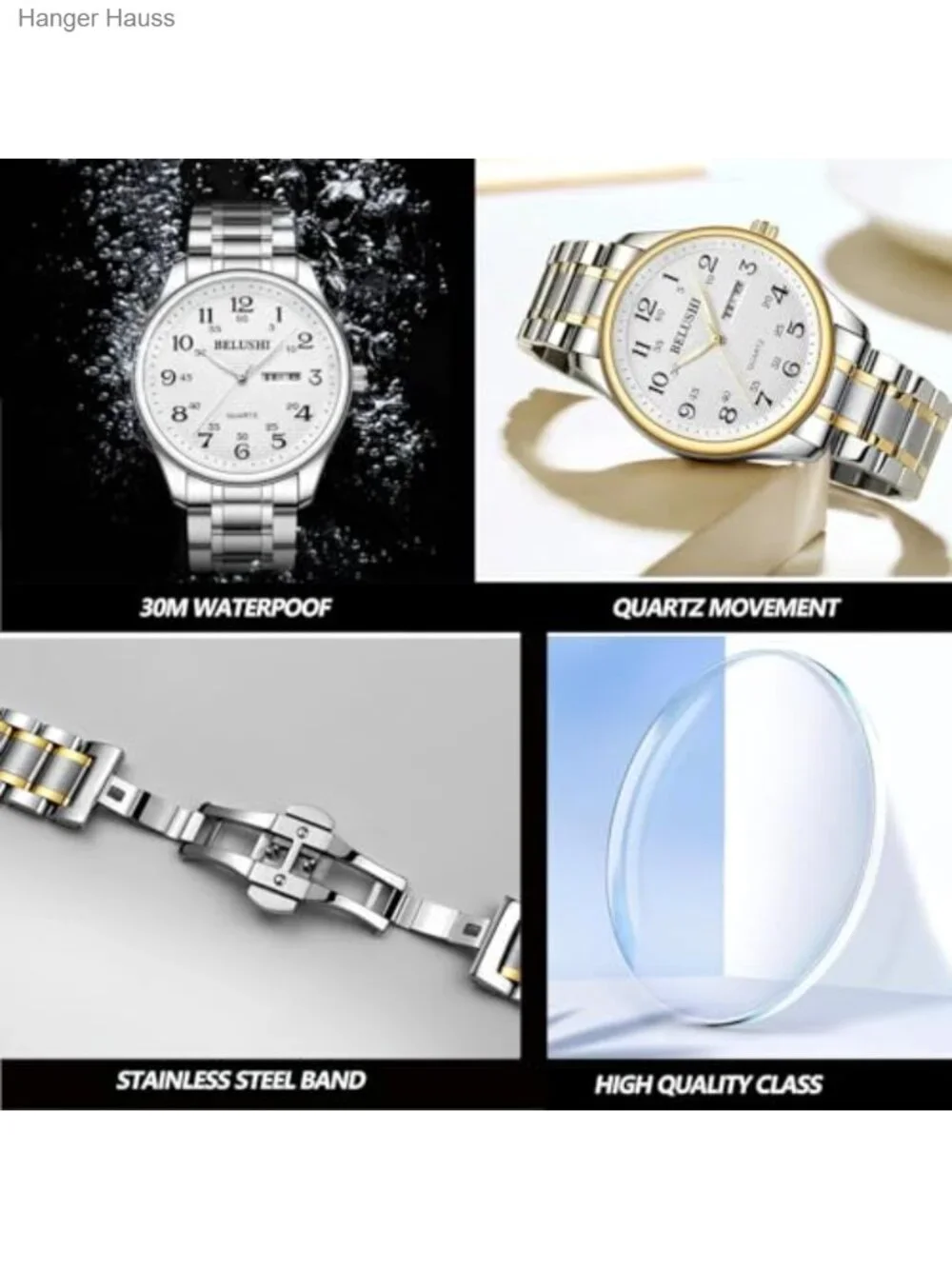 Easy Reader Quartz Watch for Seniors, Large Numerals, 30m Water Resistant,